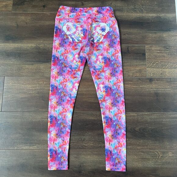 Feed Me Fight Me Ankle Leggings Size Medium Galaxy Chalk Print CrossFit Pants - Picture 9 of 12